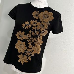 ZARA Trafaluc Black Floral Graphic Top - Size S